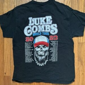 Luke Combs 2023 World Tour Black T-Shirt Mens Large Country Music Graphic Cotton